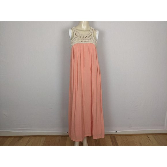 Chelsea & Violet sleeveless peach Macramé maxi dress M‎ - Picture 1 of 12